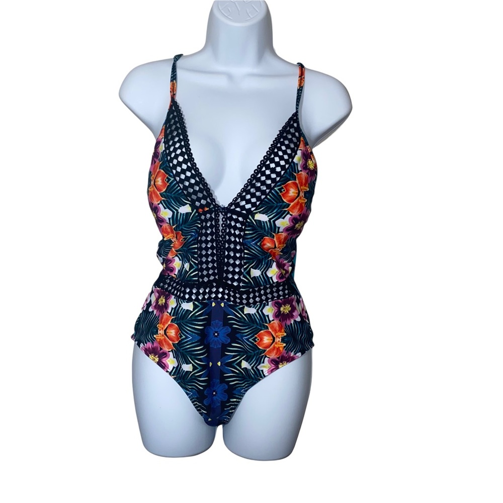 Aonihua Floral Print One Piece Bathing Suit Size Large new